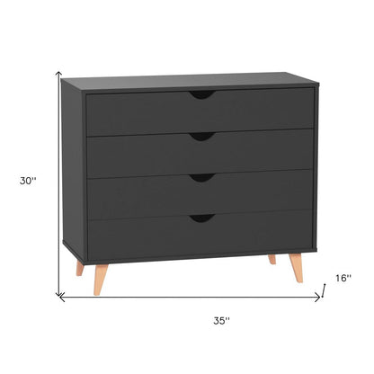 Cómoda de 35" con cuatro cajones en madera natural y negra