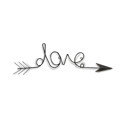 8" X 25" Dark Gray Handcrafted Love Arrow Metal Wall Decor
