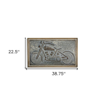 23" X 39" Gray and Brown Wood and Metal Wall Decor