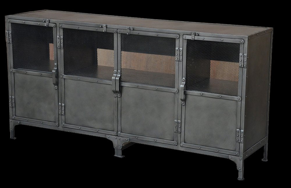 72" Dark Gray Metal Enclosed Storage TV Stand