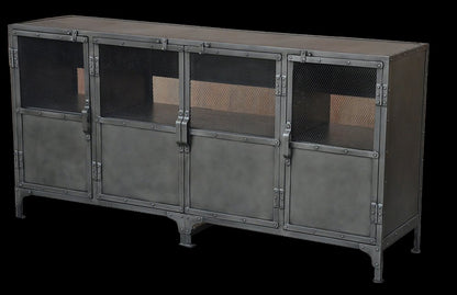 72" Dark Gray Metal Enclosed Storage TV Stand
