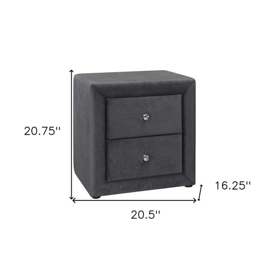 Mesita de noche de madera gris oscuro con dos cajones de 21"
