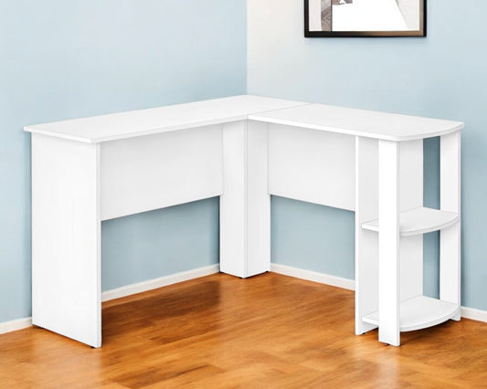 Escritorio de computadora esquinero de madera blanca de 47"