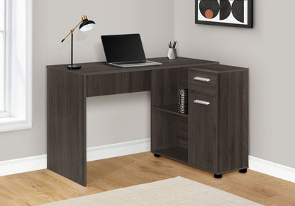 Escritorio para computadora en forma de L de madera marrón de 46"