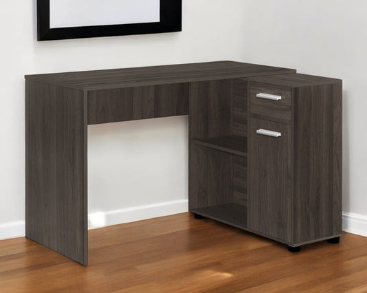 Escritorio para computadora en forma de L de madera marrón de 46"