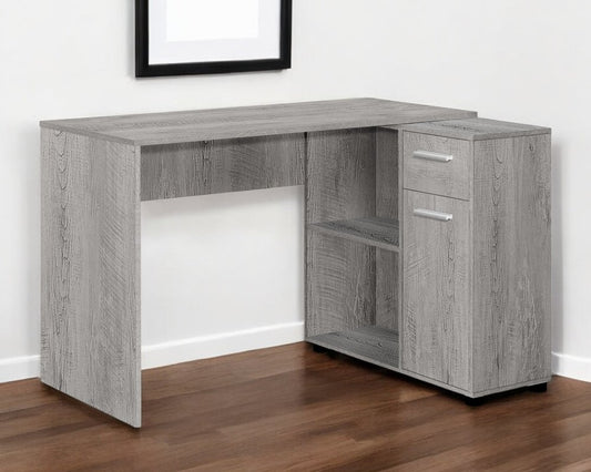 Escritorio para computadora en forma de L de madera gris de 46"