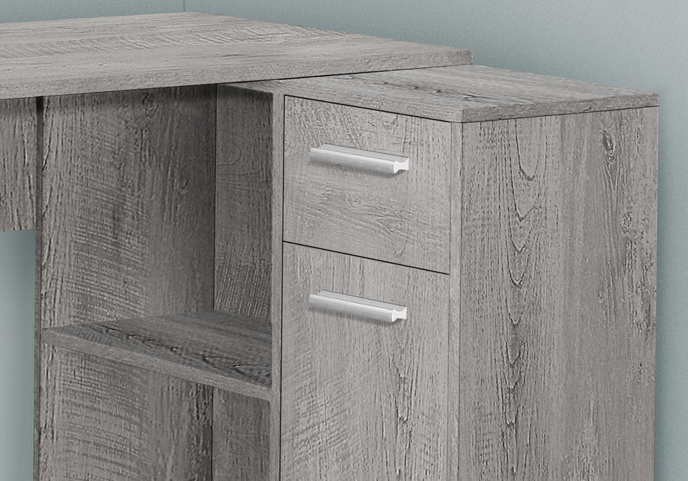 Escritorio para computadora en forma de L de madera gris de 46"