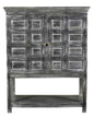 40" Distressed Wash Dark Gray Solid Wood Two Door Accent Cabinet