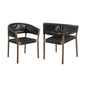 Juego de dos sillas de comedor para exterior de madera maciza de 26" en color negro y natural