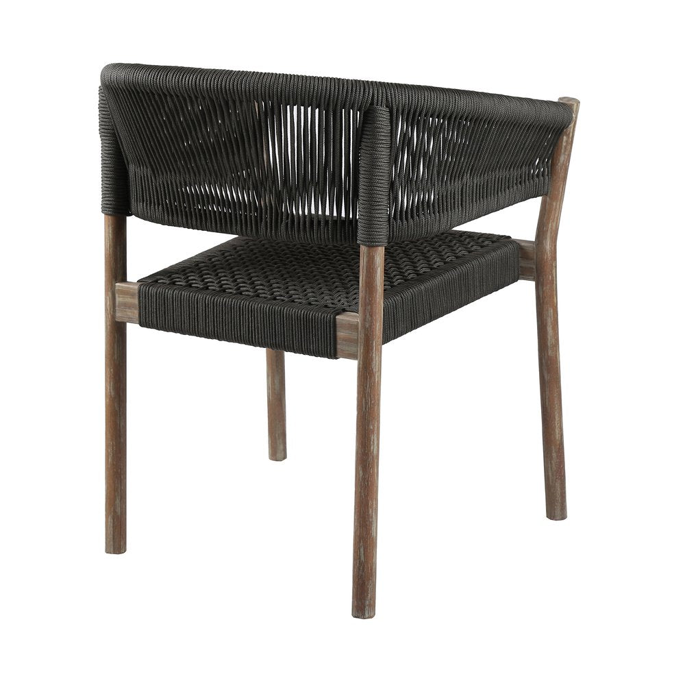 Juego de dos sillas de comedor para exterior de madera maciza de 26" en color negro y natural