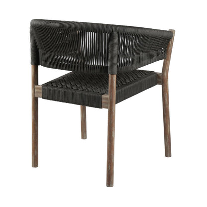 Juego de dos sillas de comedor para exterior de madera maciza de 26" en color negro y natural