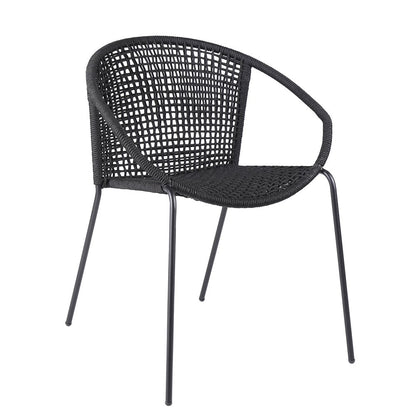 Juego de dos sillas de comedor para exterior de metal negro de 25"