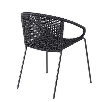 Juego de dos sillas de comedor para exterior de metal negro de 25"