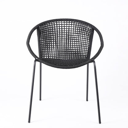 Juego de dos sillas de comedor para exterior de metal negro de 25"