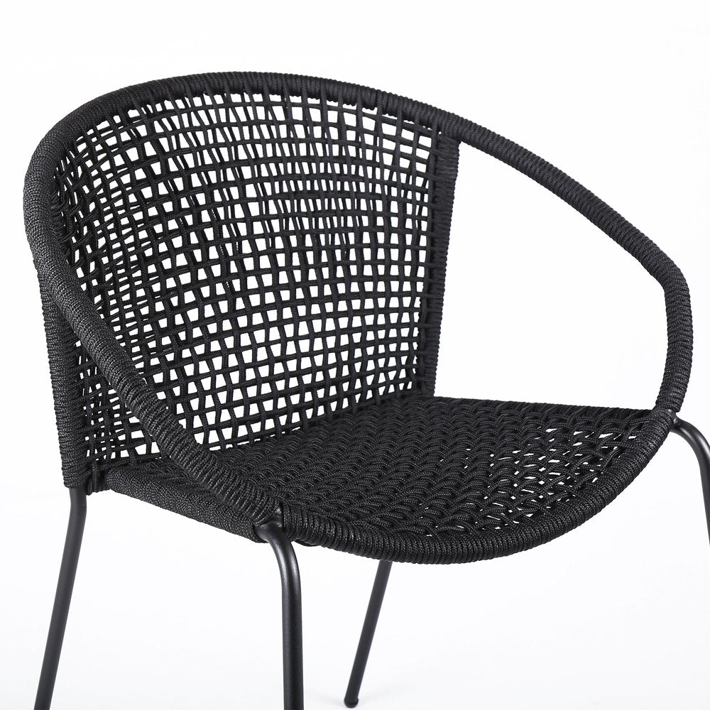 Juego de dos sillas de comedor para exterior de metal negro de 25"