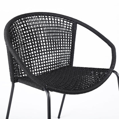 Juego de dos sillas de comedor para exterior de metal negro de 25"