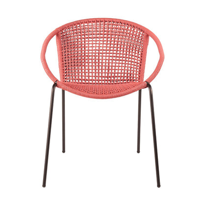 Juego de dos sillas de comedor para exterior de metal rojo de 25"