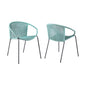Juego de dos sillas de comedor para exterior de metal verde de 25"