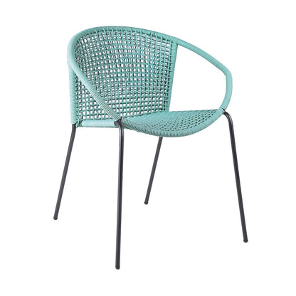 Juego de dos sillas de comedor para exterior de metal verde de 25"