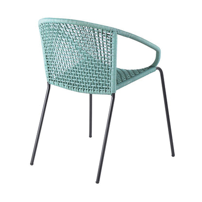 Juego de dos sillas de comedor para exterior de metal verde de 25"