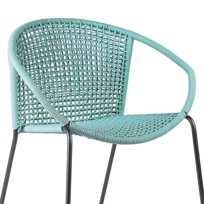 Juego de dos sillas de comedor para exterior de metal verde de 25"
