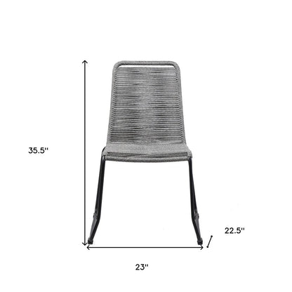 Set of Two 23" Gray Metal Outdoor Dining Chair