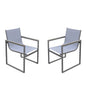 Juego de dos sillas de comedor para exterior de metal gris claro de 22"
