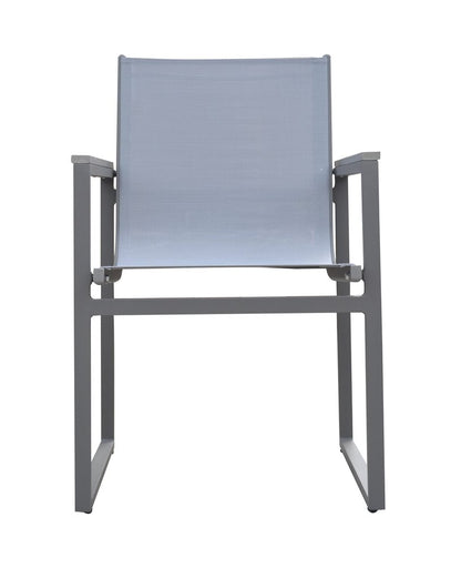 Juego de dos sillas de comedor para exterior de metal gris claro de 22"