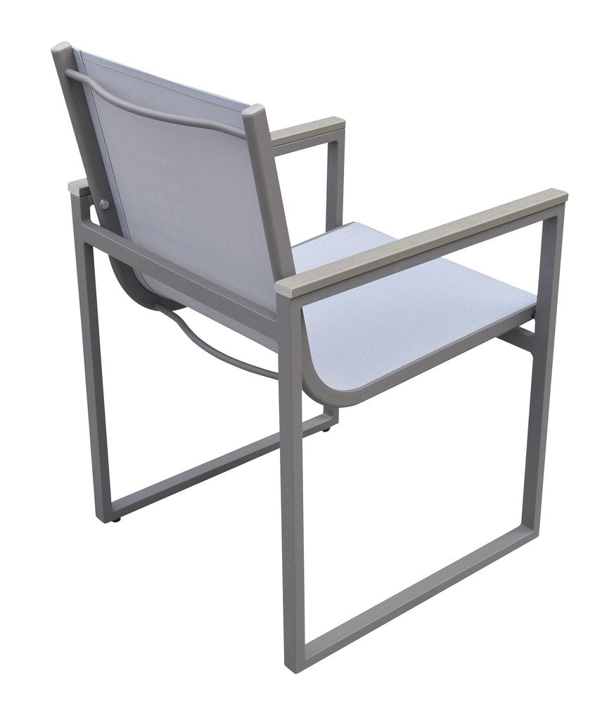 Juego de dos sillas de comedor para exterior de metal gris claro de 22"