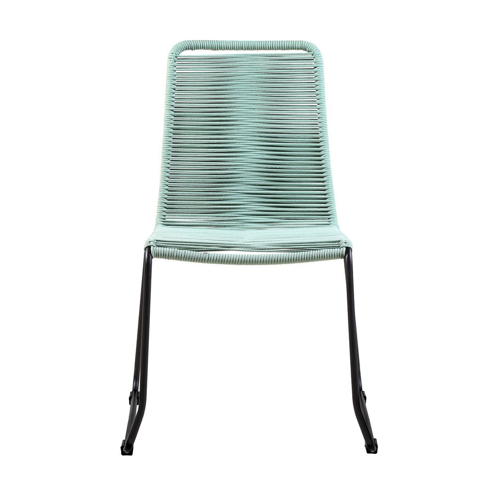 Juego de dos sillas de comedor para exterior de metal verde de 23"