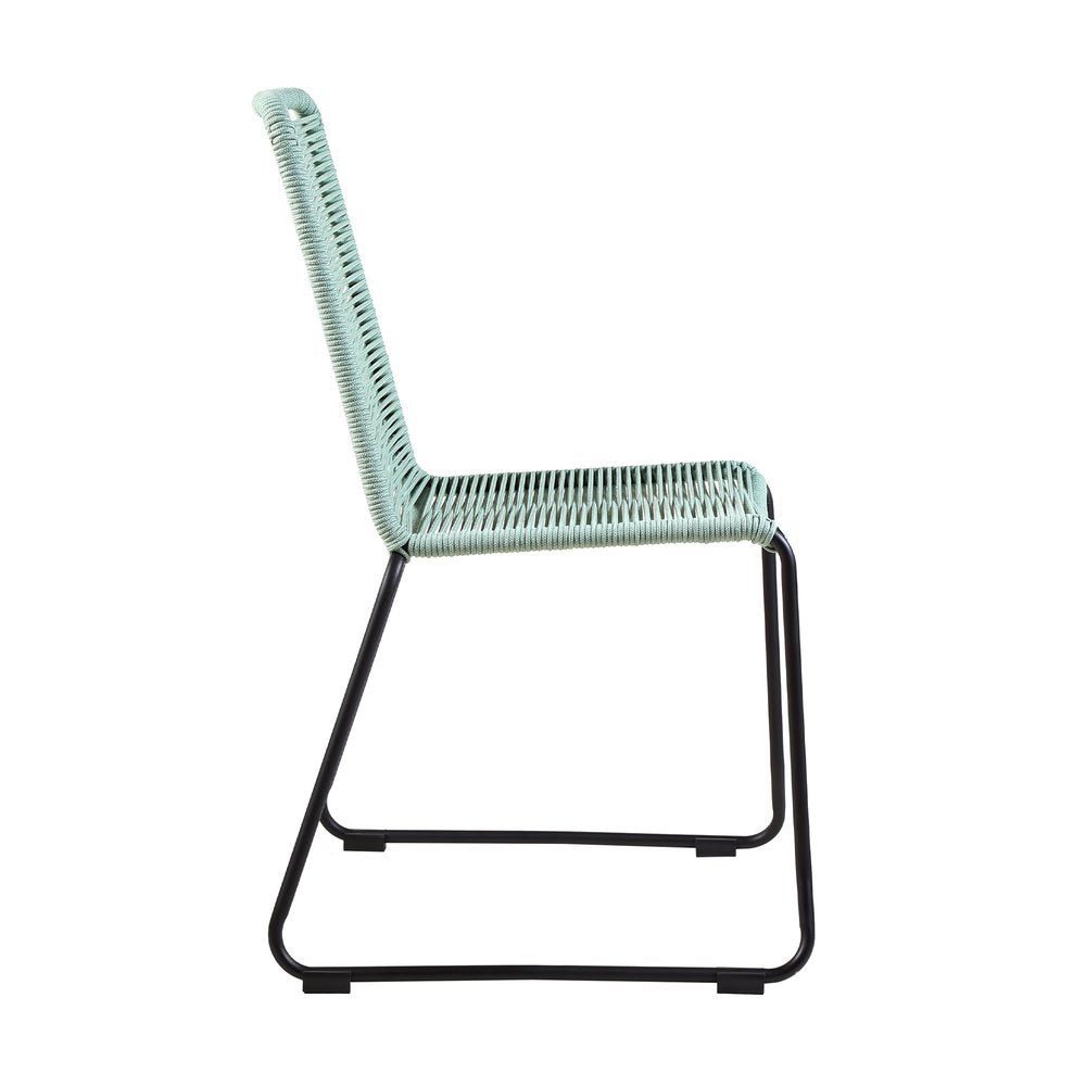 Juego de dos sillas de comedor para exterior de metal verde de 23"