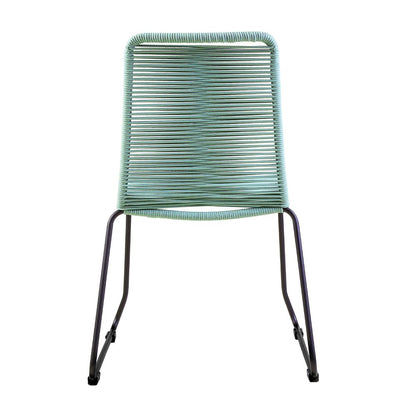 Juego de dos sillas de comedor para exterior de metal verde de 23"