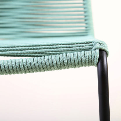 Juego de dos sillas de comedor para exterior de metal verde de 23"