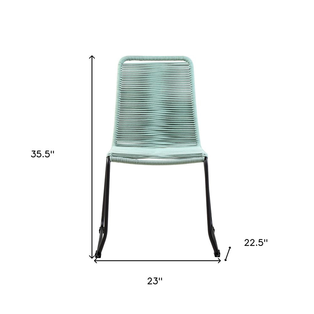 Juego de dos sillas de comedor para exterior de metal verde de 23"
