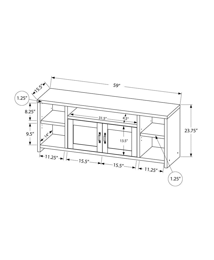59" Taupe Distressed Wood Enclosed and Open Storage TV Stand