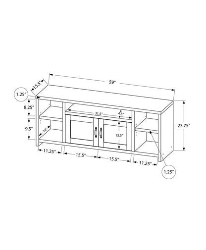 59" Taupe Distressed Wood Enclosed and Open Storage TV Stand
