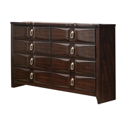 Cómoda doble de ocho cajones color espresso de 59"