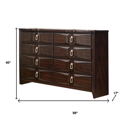 59" Espresso Eight Drawer Double Dresser