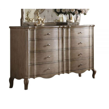 Cómoda doble de 64" de madera maciza y manufacturada color topo con ocho cajones
