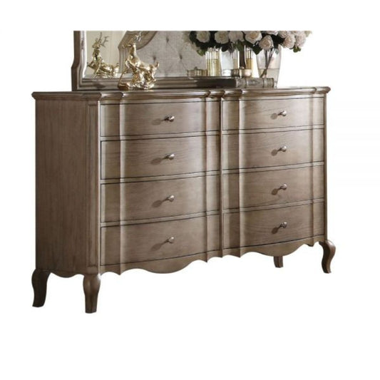 Cómoda doble de 64" de madera maciza y manufacturada color topo con ocho cajones