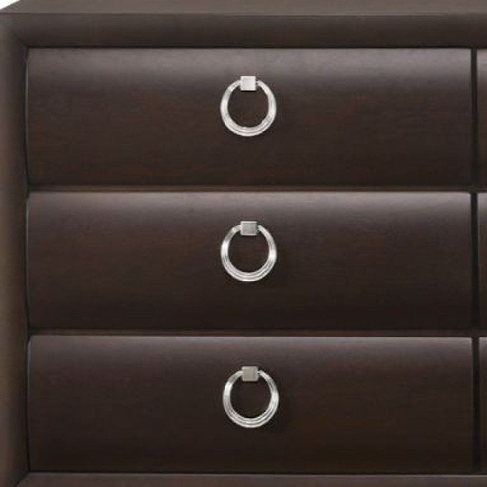 Cómoda doble de seis cajones de madera maciza color Merlot de 63"