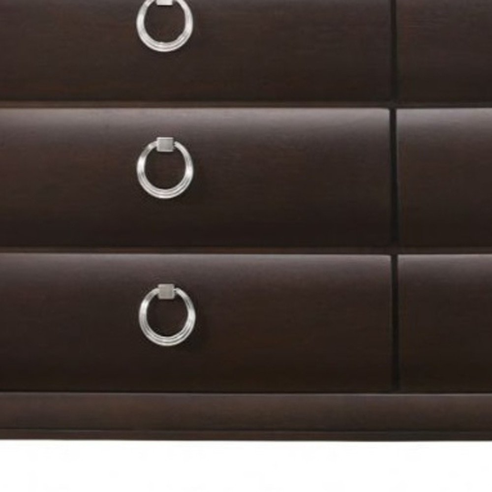 Cómoda doble de seis cajones de madera maciza color Merlot de 63"
