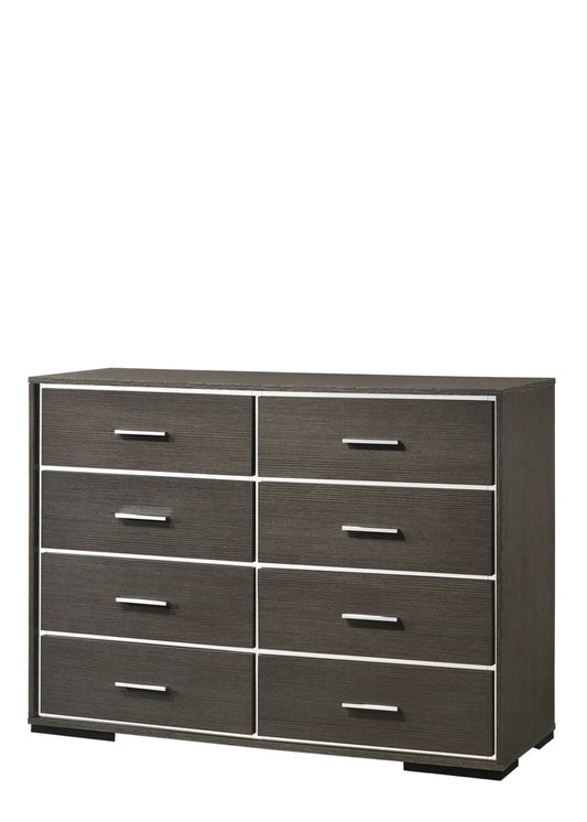 Cómoda doble de 57" de madera maciza y manufacturada color gris con ocho cajones