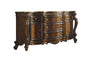 Cómoda triple de cinco cajones de madera maciza y manufacturada marrón de 69"