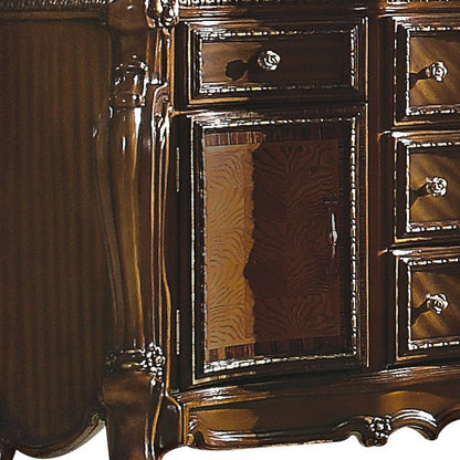 Cómoda triple de cinco cajones de madera maciza y manufacturada marrón de 69"