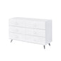 Cómoda doble de 47" de madera manufacturada con acabado blanco y seis cajones