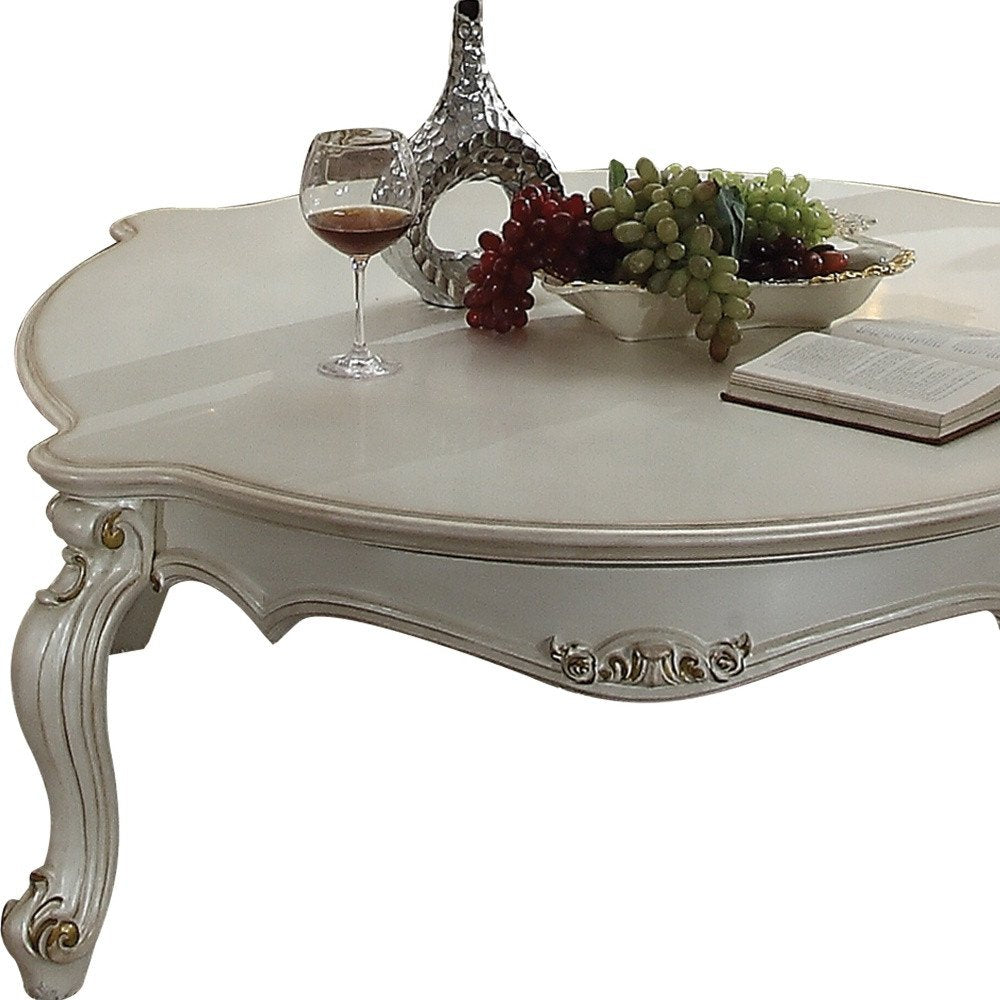 54" Pearl Wood And Polyresin Coffee Table