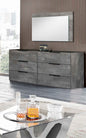 Cómoda doble de seis cajones de madera maciza de imitación mármol gris de 61"