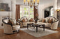 47" Tan and Black Fabric Floral Arm Chair And Toss Pillows