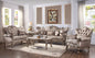 45" Champagne Fabric Floral Tufted Arm Chair And Toss Pillow